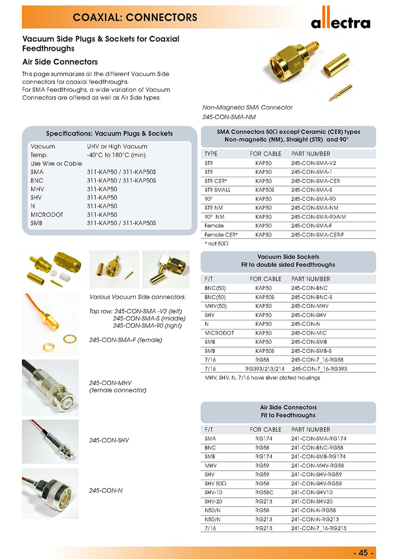 Allectra同軸型真空連接頭 Allectra同軸型真空連接頭