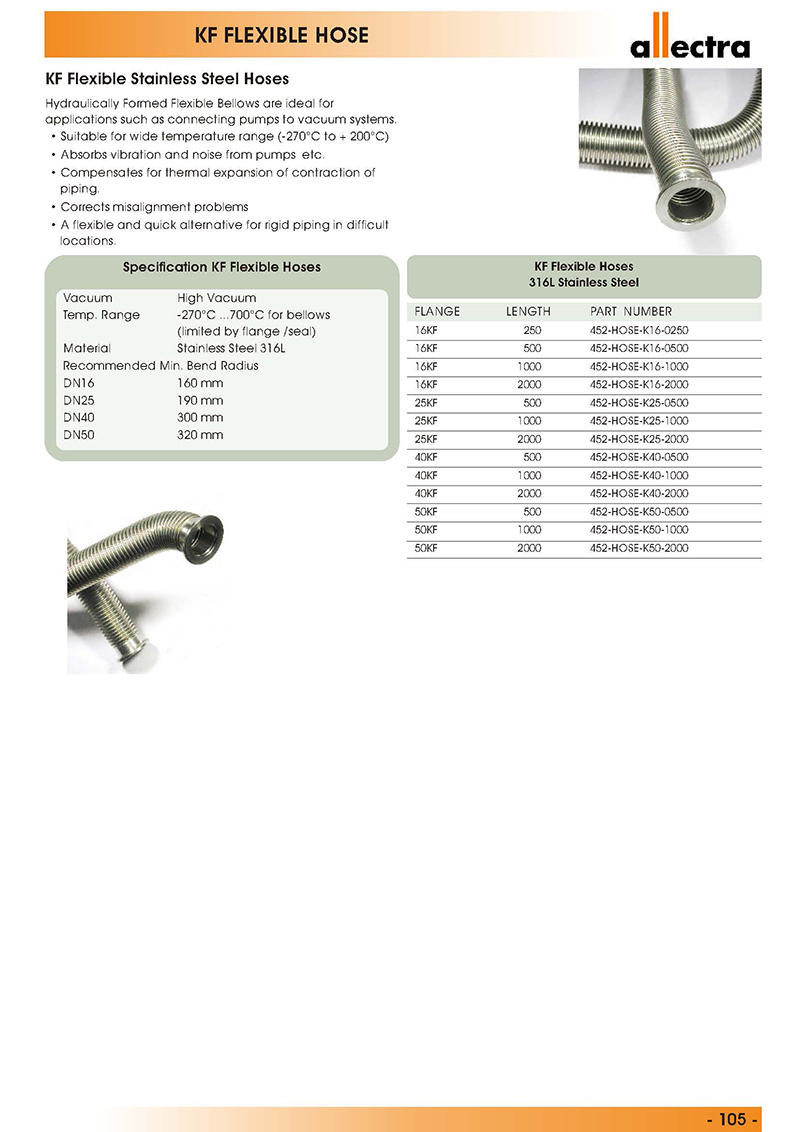 Allectra KF成型不銹鋼波紋管 Allectra KF成型不銹鋼波紋管