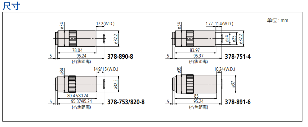 1665473323209557.png 三豐近紫外物鏡尺寸圖
