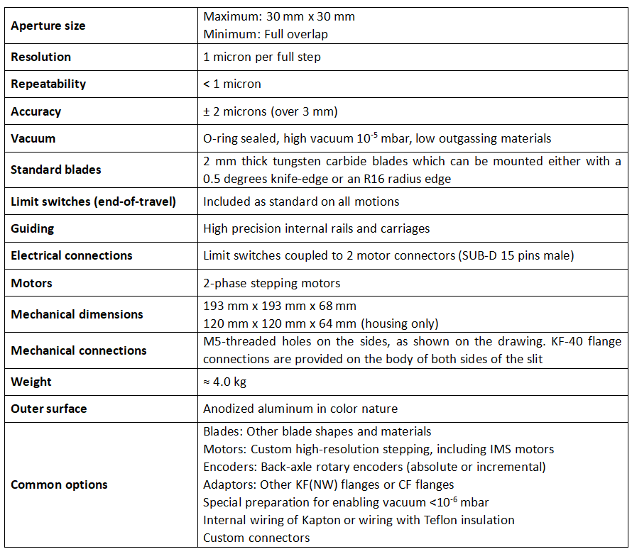 真空狹縫 IB-C30-HV技術(shù)參數(shù)