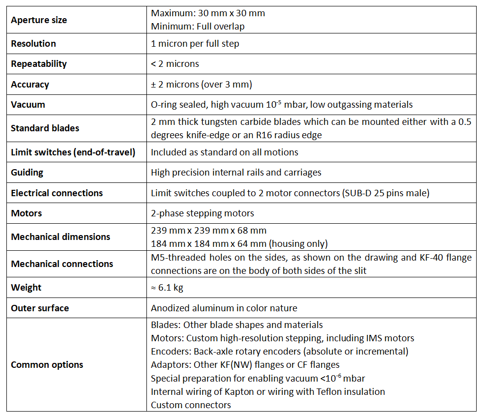 真空狹縫 AT-C30-HV技術參數(shù)