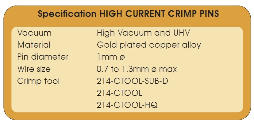 高電流型Sub-D真空電極配件參數(shù)