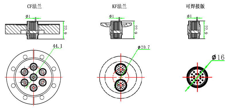 MOS19型真空饋通尺寸