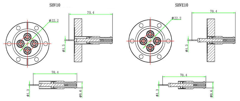 SHV10 / SHVE10同軸饋通尺寸