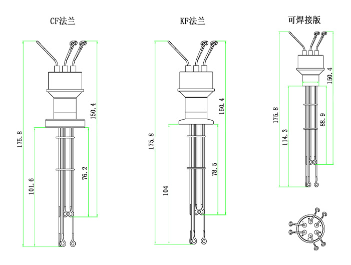 R型/S型/T型熱電偶饋通尺寸