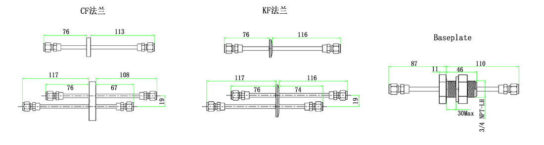 常溫流體饋通-Swagelok尺寸